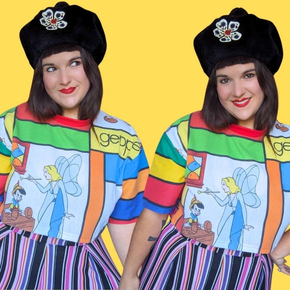 Tops - Handmade, Upcycled Walt Disney's Pinocchio Bedsheet Crop Top Size M